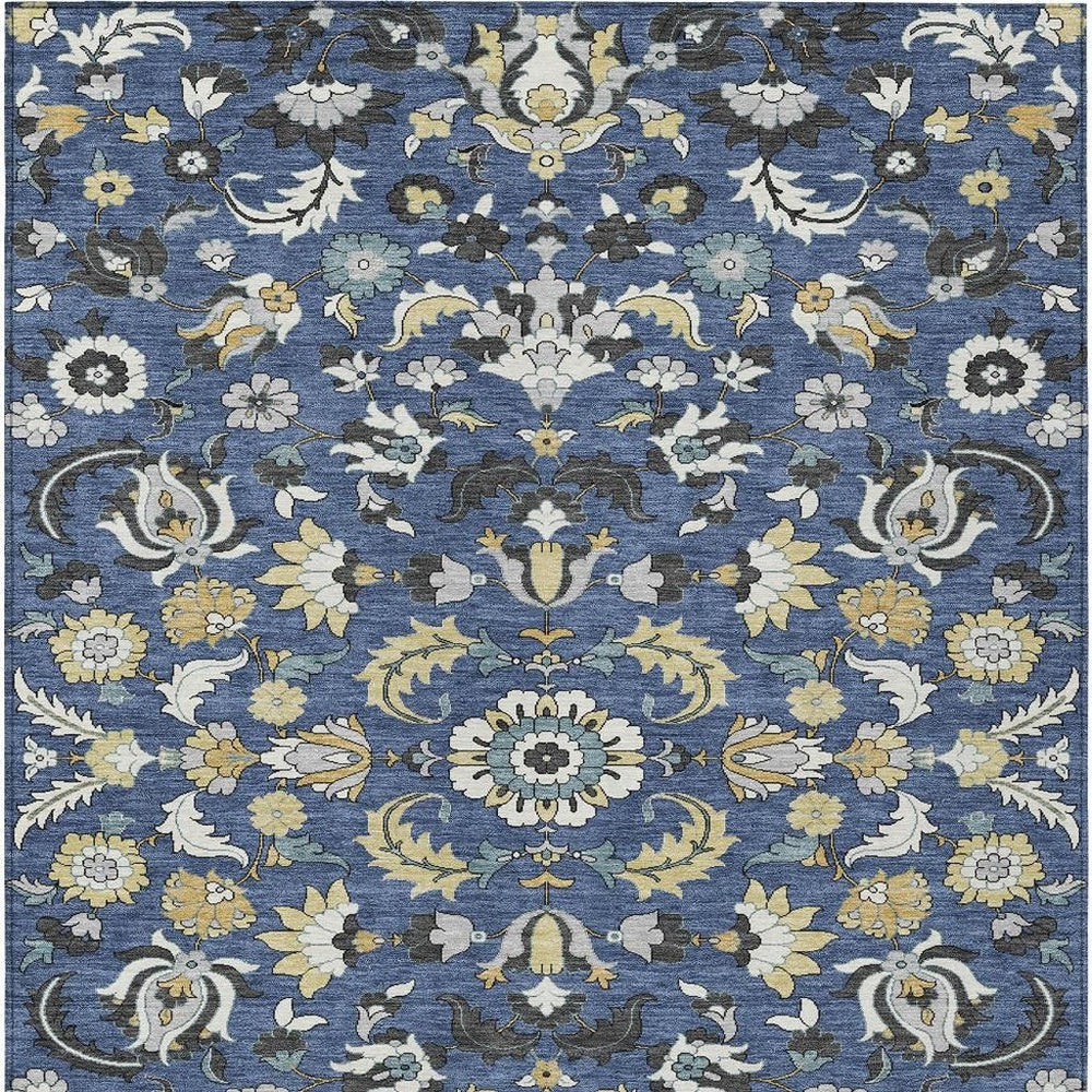 HomeRoots Floral Medallion Polyester Area Rug Washable Indoor Outdoor Low Pile Patio Decor 10' x 14' 726370