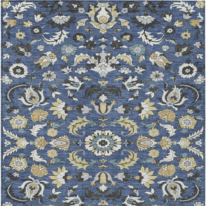 Floral Medallion Polyester Area Rug Washable Indoor Outdoor Low Pile Patio Decor