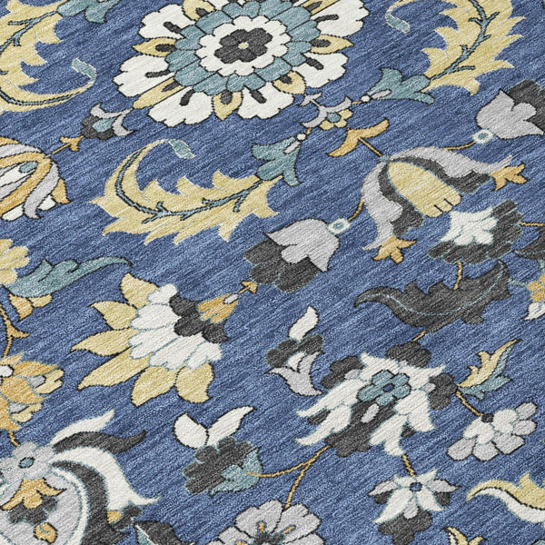 Floral Medallion Polyester Area Rug Washable Indoor Outdoor Low Pile Patio Decor