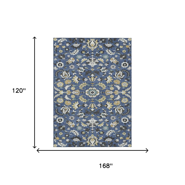 Floral Medallion Polyester Area Rug Washable Indoor Outdoor Low Pile Patio Decor