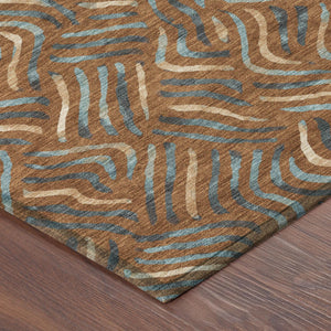 Abstract Washable Indoor Outdoor Polyester Area Rug Bold Pattern for Patio Living Room
