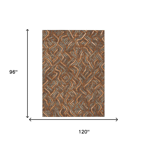 Abstract Washable Indoor Outdoor Polyester Area Rug Bold Pattern for Patio Living Room