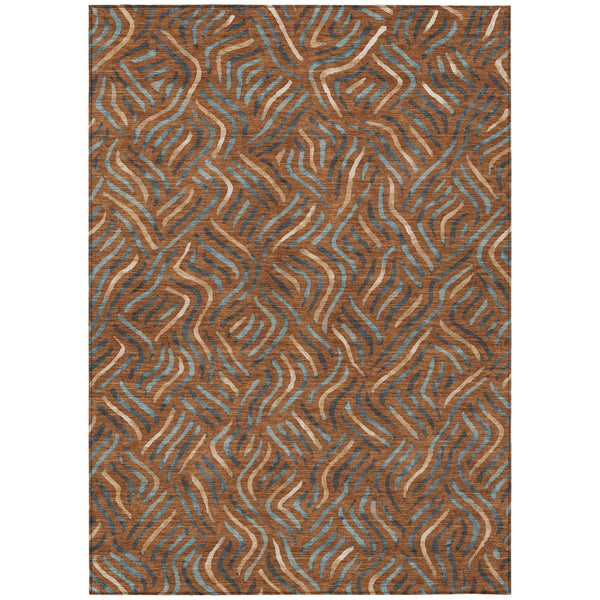 Abstract Washable Indoor Outdoor Polyester Area Rug Bold Pattern for Patio Living Room