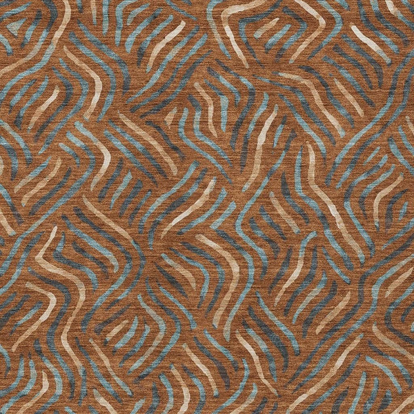 Abstract Washable Indoor Outdoor Polyester Area Rug Bold Pattern for Patio Living Room