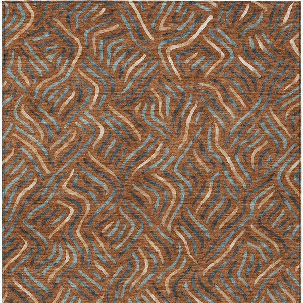Abstract Washable Indoor Outdoor Polyester Area Rug Bold Pattern for Patio Living Room