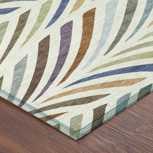 Washable Polyester Abstract Area Rug for Indoor Outdoor Patios and Living Room Decor Spaces