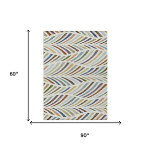 Washable Polyester Abstract Area Rug for Indoor Outdoor Patios and Living Room Decor Spaces