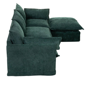 English Elm 93.31" Modular L-shaped Sectional with Movable Ottoman Chenille 4-seat Living Room Sofa Green W2795S00038