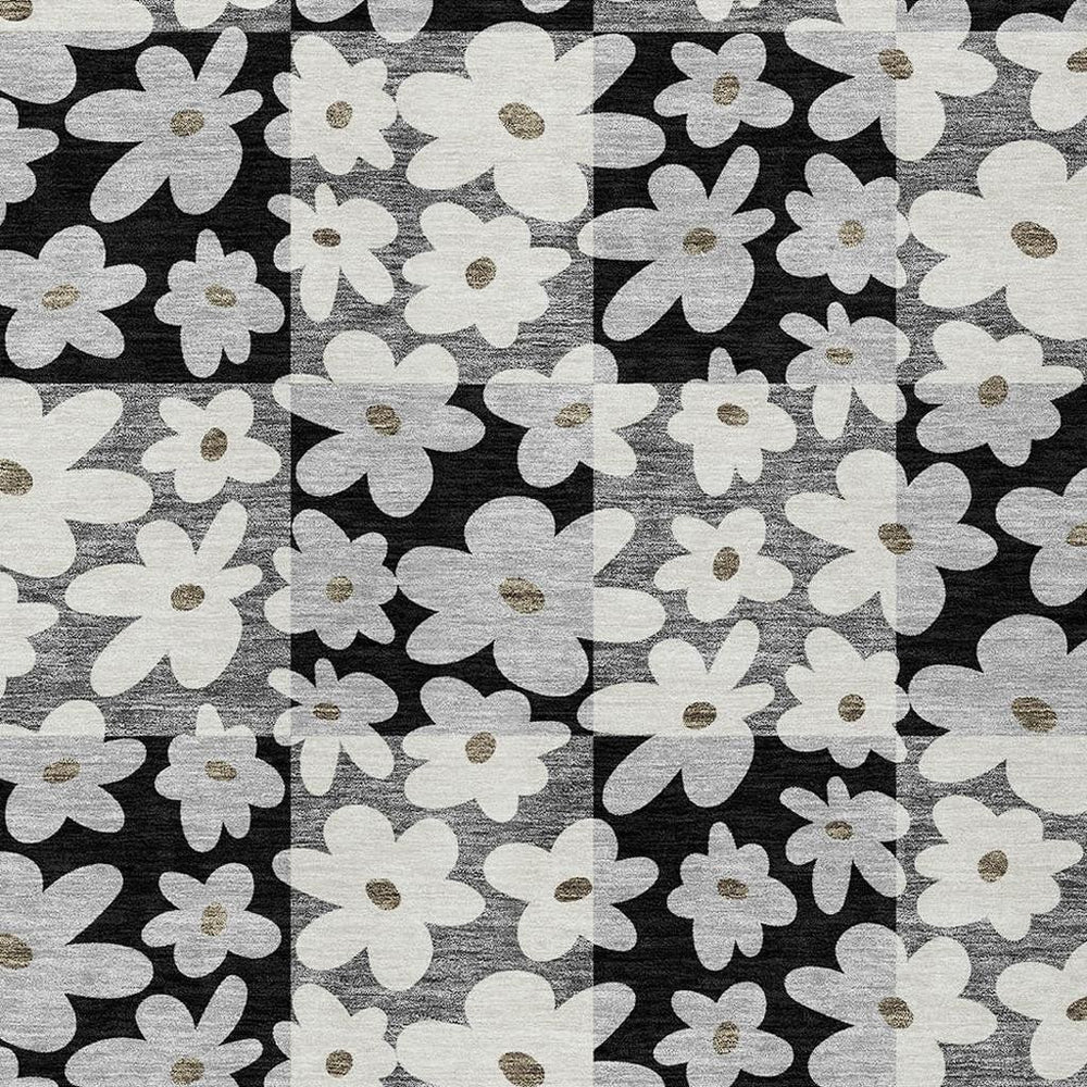 HomeRoots 8x10 Floral Polyester Area Rug Washable Indoor Outdoor Low Pile Patio Family 726470
