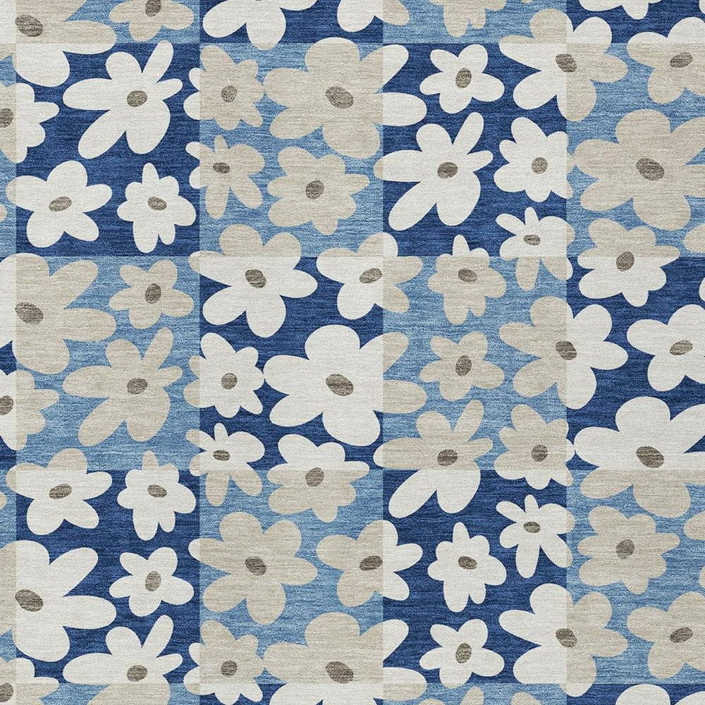 HomeRoots Floral Washable Polyester Area Rug Stain Resistant Indoor Outdoor Patio Living Room 8' x 10' 726476
