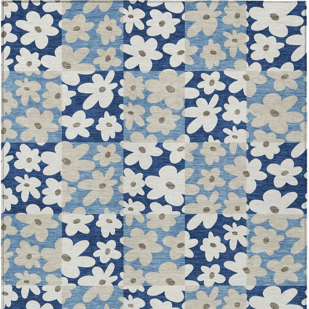 HomeRoots Floral Washable Polyester Area Rug Stain Resistant Indoor Outdoor Patio Living Room 8' x 10' 726476