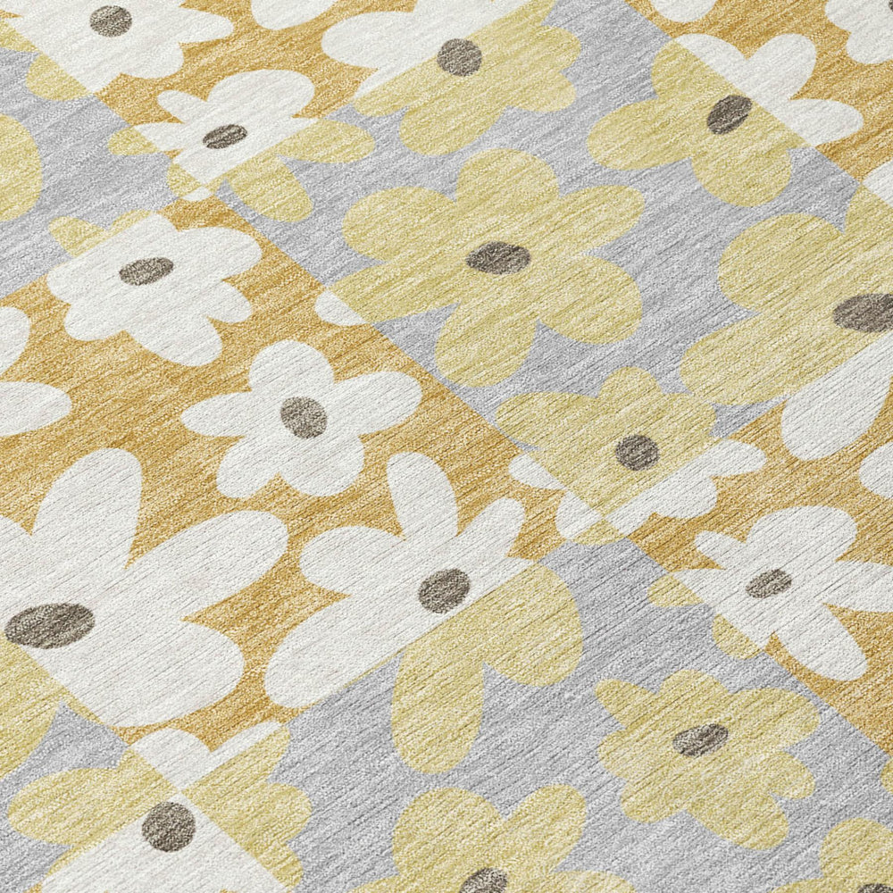 Floral Polyester Area Rug Washable Indoor Outdoor Patio Traditional Style for Any Room