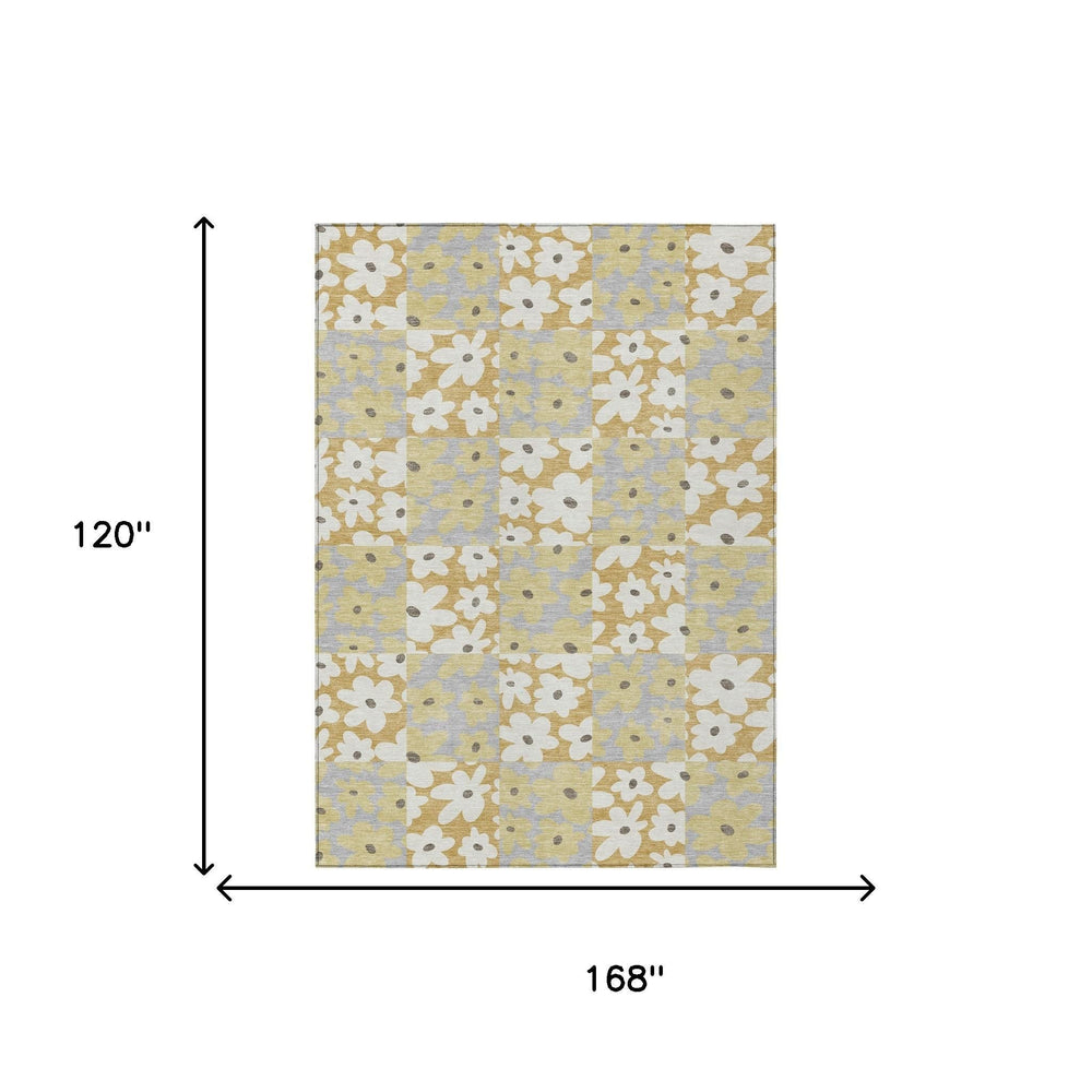 Floral Polyester Area Rug Washable Indoor Outdoor Patio Traditional Style for Any Room