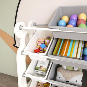 English Elm Kids Toy Storage Organizer with 12 Bins, Space-Saving Non-Toxic Cabinet for Neat Playroom Storage Grey+Ivory W509P288471