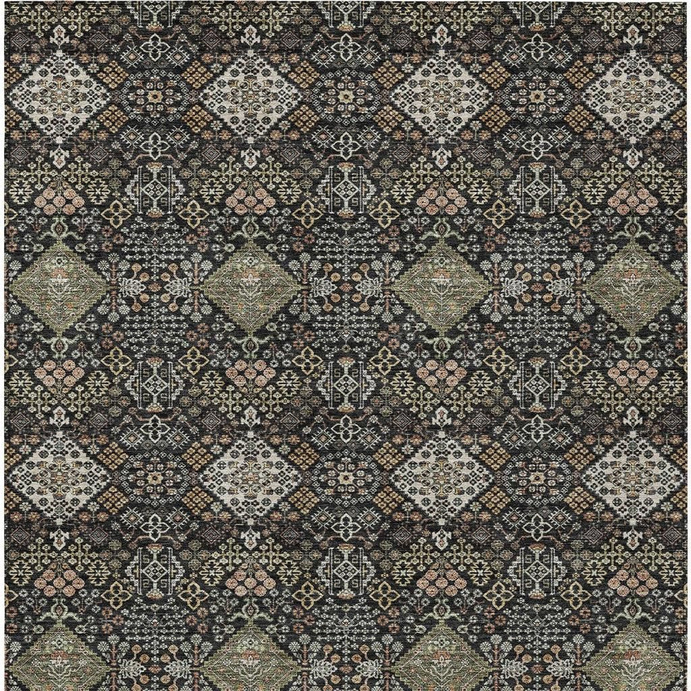 HomeRoots 5 Ft X 8 Ft Geometric Polyester Area Rug Machine Washable Indoor Outdoor Modern 726504