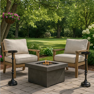 English Elm 26in. Steel Martini Side Tables Powder Coated Matte Patio Lounge Accent Set of 2 B2751P436404