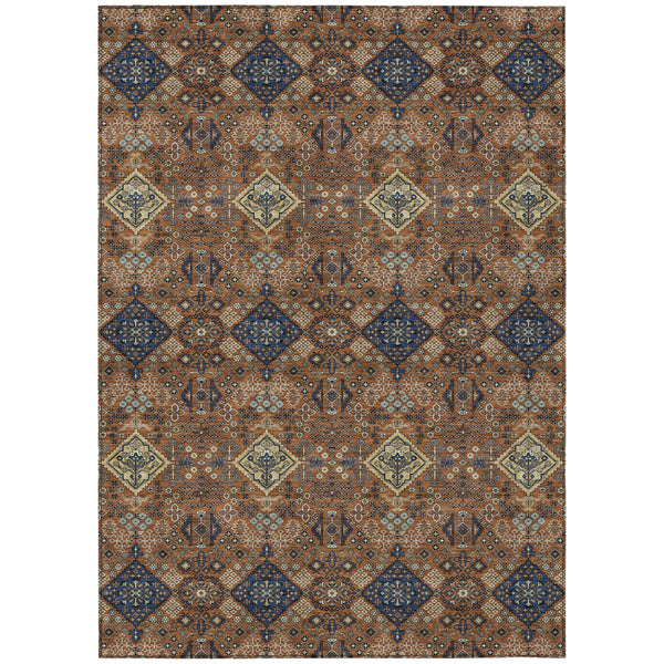 Geometric Polyester Area Rug Washable Indoor Outdoor for Patio Living Room or Entryway