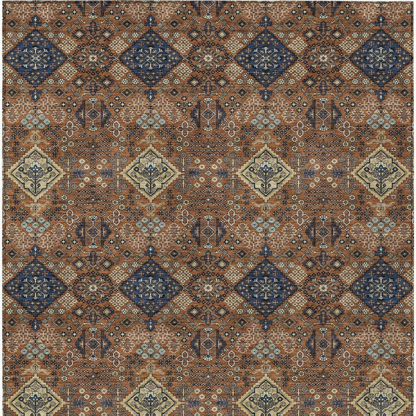Geometric Polyester Area Rug Washable Indoor Outdoor for Patio Living Room or Entryway