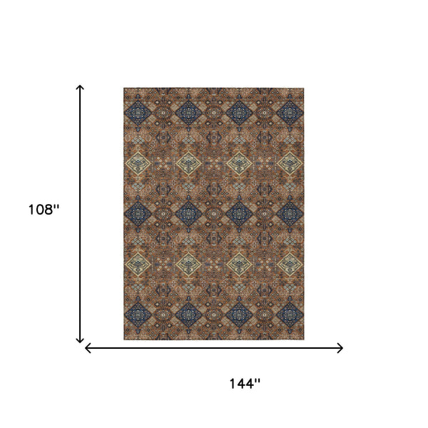 Geometric Polyester Area Rug Washable Indoor Outdoor for Patio Living Room or Entryway