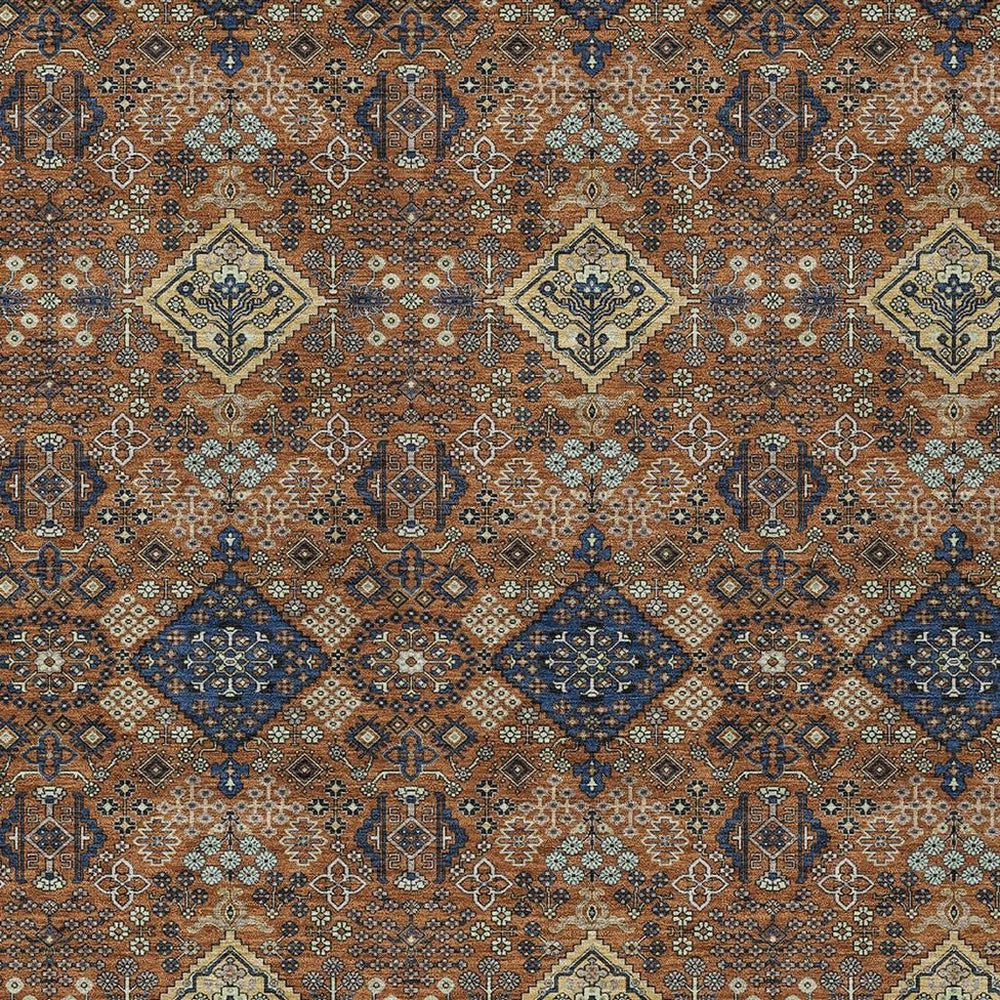 HomeRoots Geometric Polyester Area Rug Washable Indoor Outdoor for Patio Living Room or Entryway 10' x 14' 726556