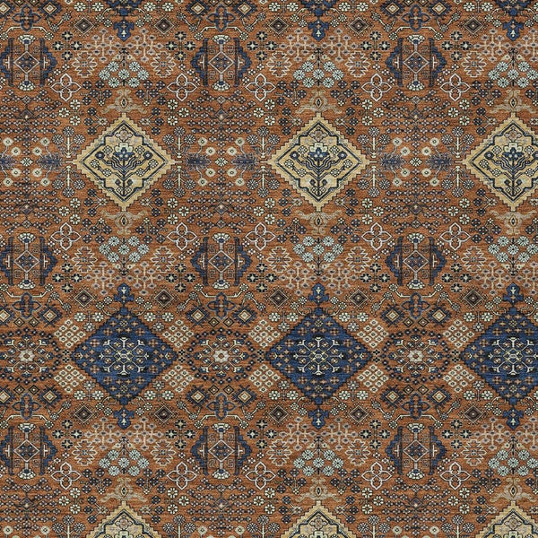 HomeRoots Geometric Polyester Area Rug Washable Indoor Outdoor for Patio Living Room or Entryway 10' x 14' 726556