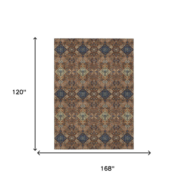 Geometric Polyester Area Rug Washable Indoor Outdoor for Patio Living Room or Entryway