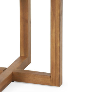 English Elm Ella Outdoor Round Acacia Wood Side Table with Slatted Panels and Cross Stretcher Base 72659.00