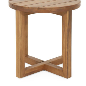 English Elm Ella Outdoor Round Acacia Wood Side Table with Slatted Panels and Cross Stretcher Base 72659.00