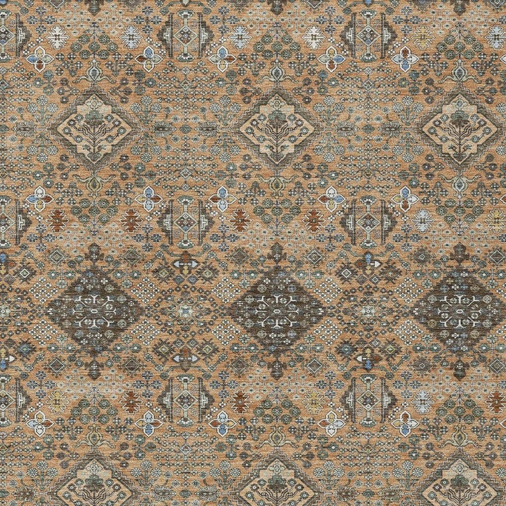 HomeRoots 8x10 Geometric Polyester Area Rug Washable Indoor Outdoor Patio Stain Resistant 726596