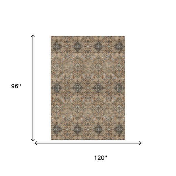 8x10 Geometric Polyester Area Rug Washable Indoor Outdoor Patio Stain Resistant