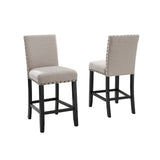 English Elm Biony Tan Fabric Counter Height Stools With Nailhead Trim, Set Of 2