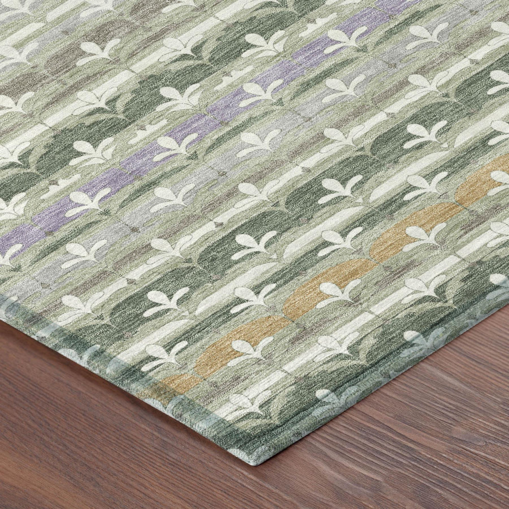 Damask Polyester Area Rug Washable Indoor Outdoor Stain Resistant Low Pile Patio Accent