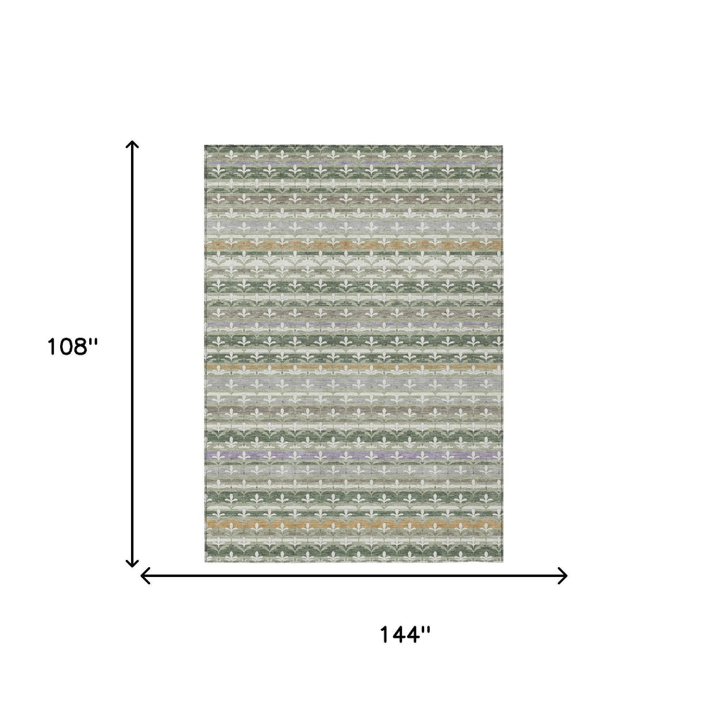 Damask Polyester Area Rug Washable Indoor Outdoor Stain Resistant Low Pile Patio Accent