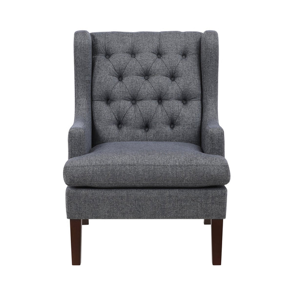 English Elm 1Pc Button-Tufted Dark Gray Accent Chair With Foam Cushion For Elegant Living Room & Office Decor B011P287708