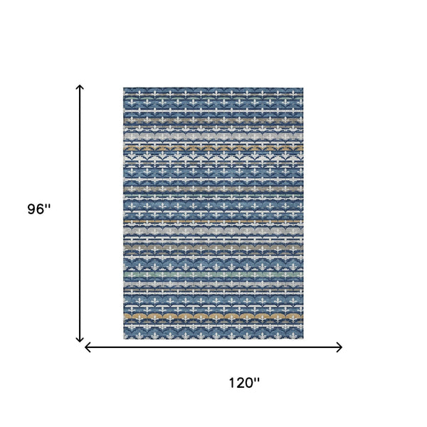 Damask Washable Polyester Area Rug for Indoor Outdoor Patio Living Room High Traffic Use