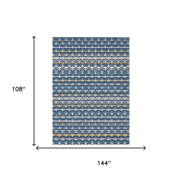 Damask Washable Polyester Area Rug for Indoor Outdoor Patio Living Room High Traffic Use