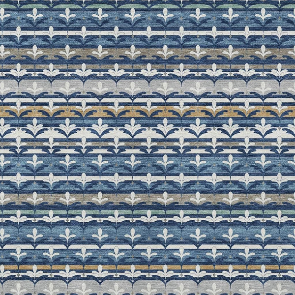 Damask Washable Polyester Area Rug for Indoor Outdoor Patio Living Room High Traffic Use