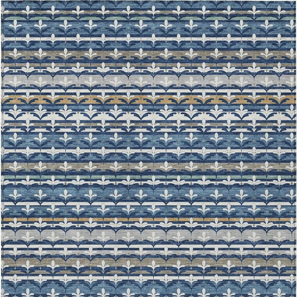 Damask Washable Polyester Area Rug for Indoor Outdoor Patio Living Room High Traffic Use
