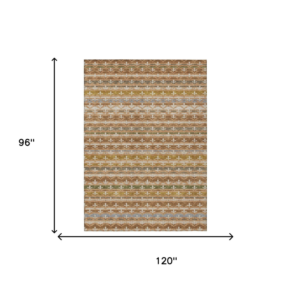 Damask Washable Polyester Indoor Outdoor Area Rug Classic Pattern for Patio and Living Spaces