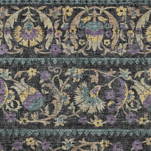 HomeRoots Floral Polyester Area Rug Machine Washable Indoor Outdoor Low Pile for Patio or Living Room 5' x 8' 726678