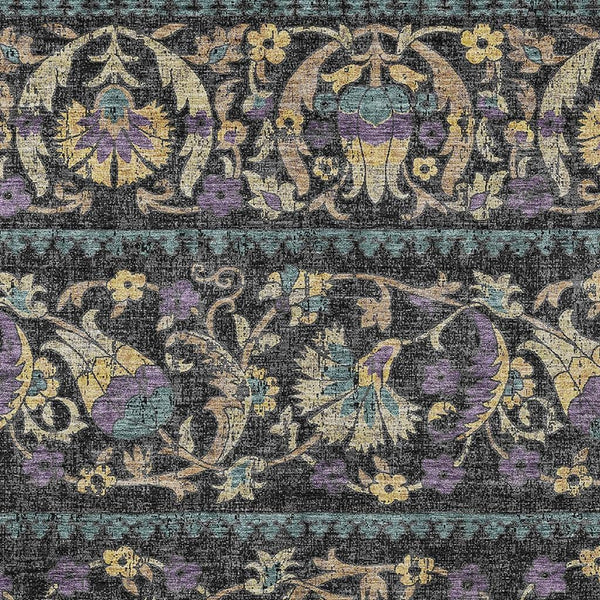 HomeRoots Floral Polyester Area Rug Machine Washable Indoor Outdoor Low Pile for Patio or Living Room 5' x 8' 726678