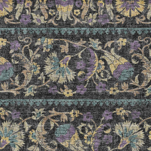 Floral Polyester Area Rug Machine Washable Indoor Outdoor Low Pile for Patio or Living Room