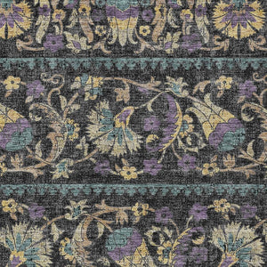 Floral Polyester Area Rug Machine Washable Indoor Outdoor Low Pile for Patio or Living Room