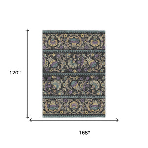 Floral Polyester Area Rug Machine Washable Indoor Outdoor Low Pile for Patio or Living Room