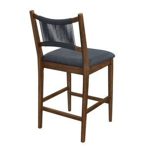 English Elm Arno Rubberwood Counter Stools with Rope Backrest and Charcoal Seat Set of 2 N775P366302B