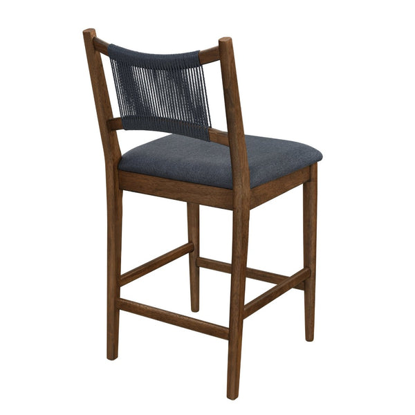 English Elm Arno Rubberwood Counter Stools with Rope Backrest and Charcoal Seat Set of 2 N775P366302B