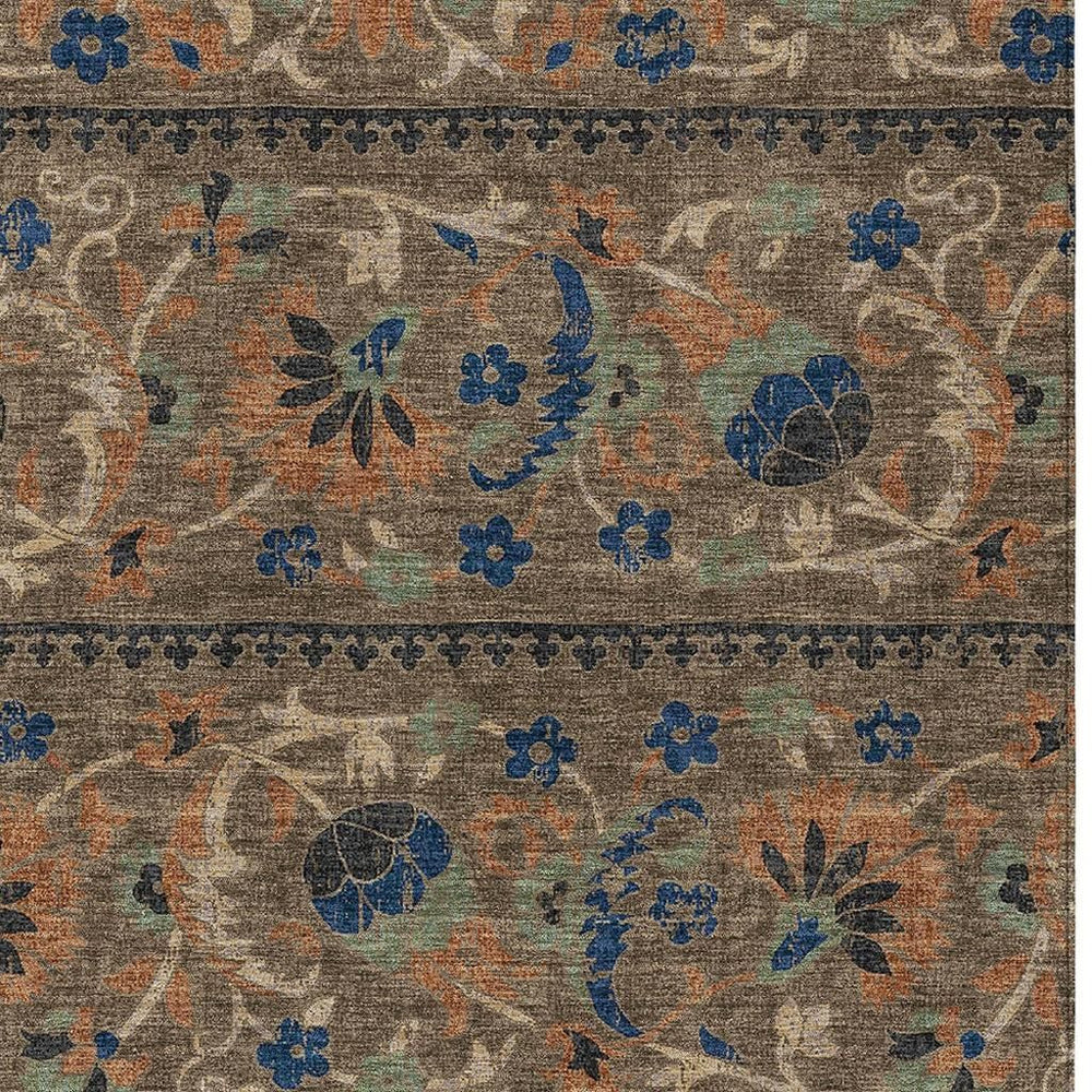 HomeRoots 5 X 8 Floral Polyester Area Rug Washable Indoor Outdoor Patio Stain Resistant 726690