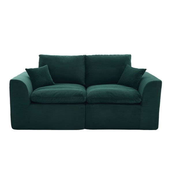 English Elm UNITED Cloud Couch Modular Sectional Sofa with Corduroy Cover, Ergonomic 2-Seater, No Assembly Needed Emerald W1568P371119