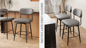 English Elm 360 Swivel Bar Stools Set of 2 Pu Leather Industrial Iron Frame Kitchen Counter W1727P251186