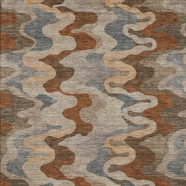 HomeRoots Abstract Washable Polyester Area Rug for Indoor Outdoor Patios and High Traffic Living Rooms 5' x 8' 726726